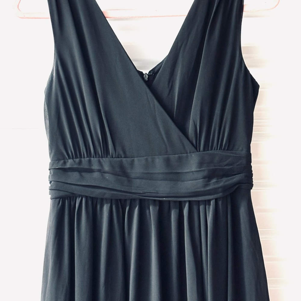 Heavenly Hues Black Maxi Dress Romantic Chiffon Flowing plunging V-neckline Sz S - Picture 2 of 9